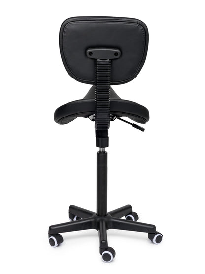 Ergonomische Zadelkruk met Rugleuning Comfort Zwart op Wielen