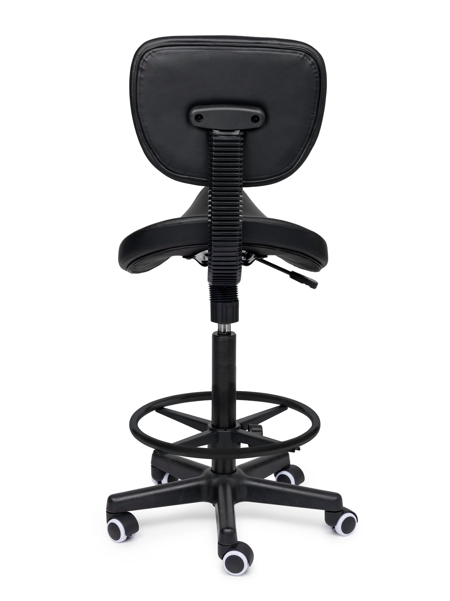 Ergonomische Zadelkruk met Rugleuning Comfort Zwart op Wielen