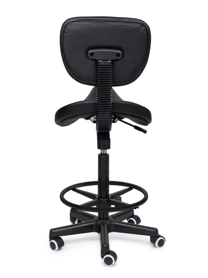 Ergonomische Zadelkruk met Rugleuning Comfort Zwart op Wielen