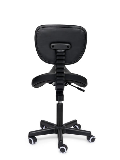 Ergonomische Zadelkruk met Rugleuning Comfort Zwart op Wielen