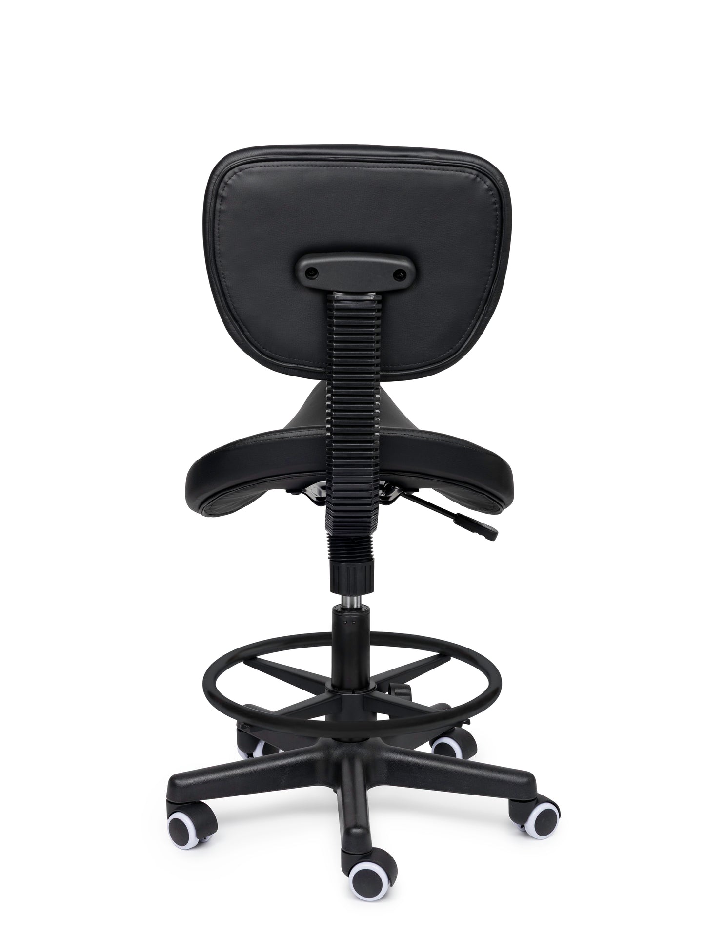 Ergonomische Zadelkruk met Rugleuning Comfort Zwart op Wielen