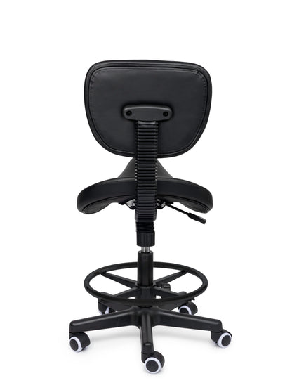 Ergonomische Zadelkruk met Rugleuning Comfort Zwart op Wielen