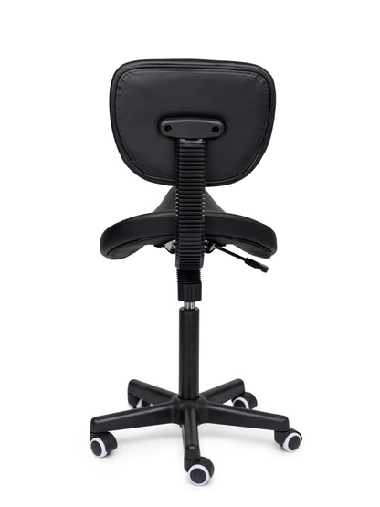 Ergonomische Zadelkruk met Rugleuning Comfort Zwart op Wielen