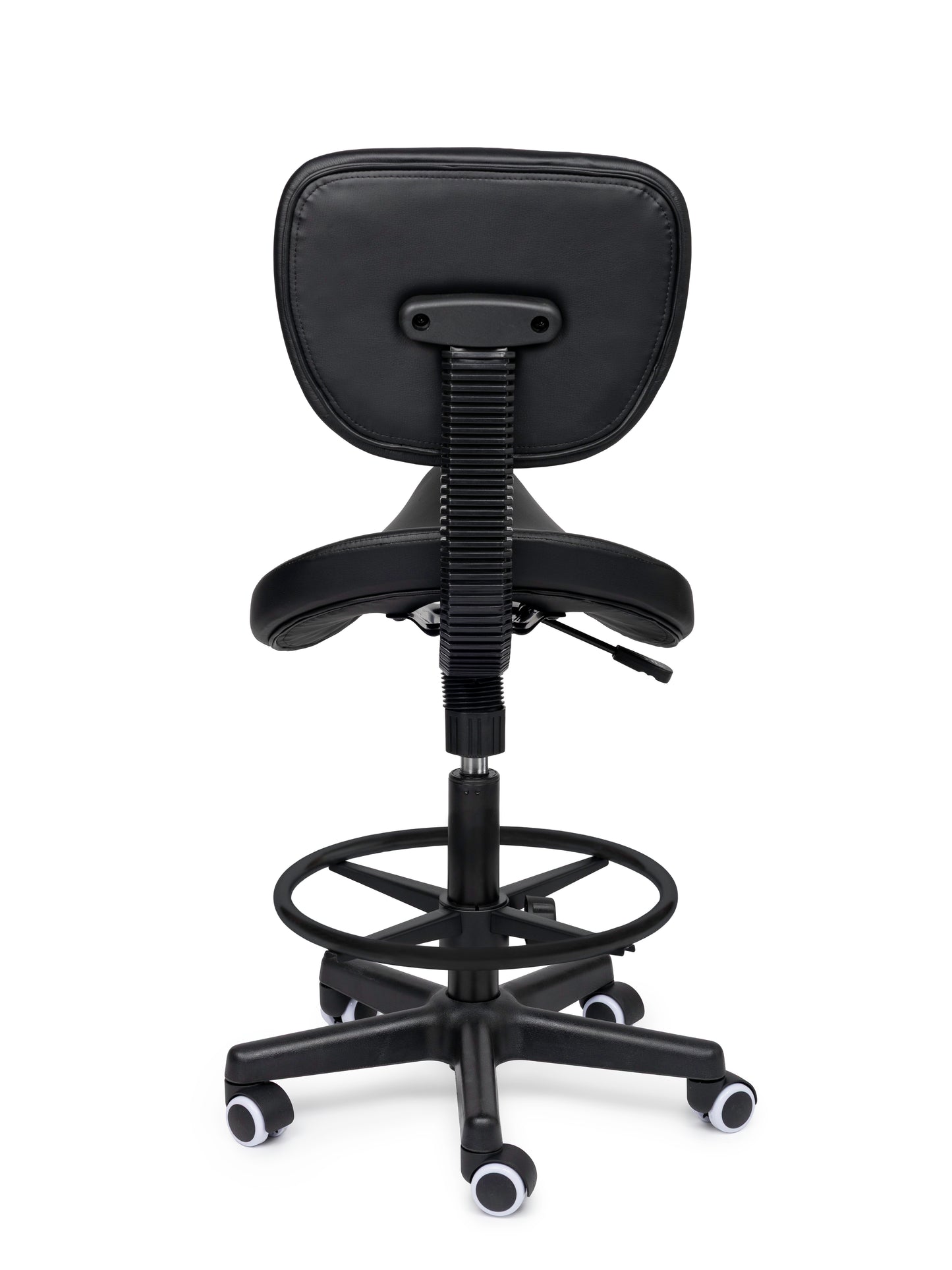 Ergonomische Zadelkruk met Rugleuning Comfort Zwart op Wielen