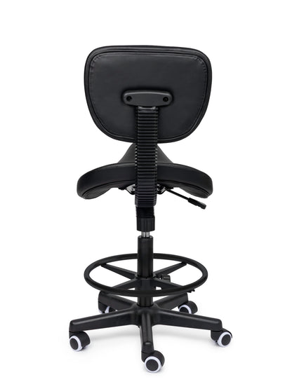 Ergonomische Zadelkruk met Rugleuning Comfort Zwart op Wielen