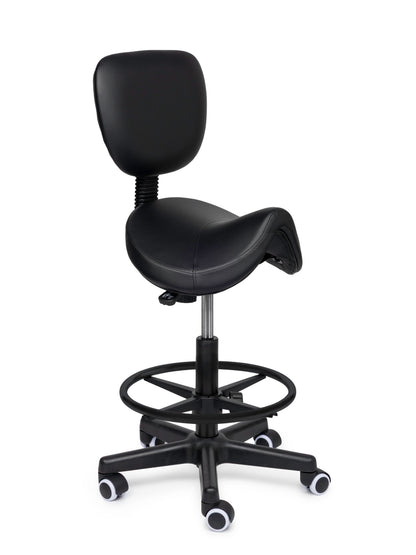 Ergonomische Zadelkruk met Rugleuning Comfort Zwart op Wielen