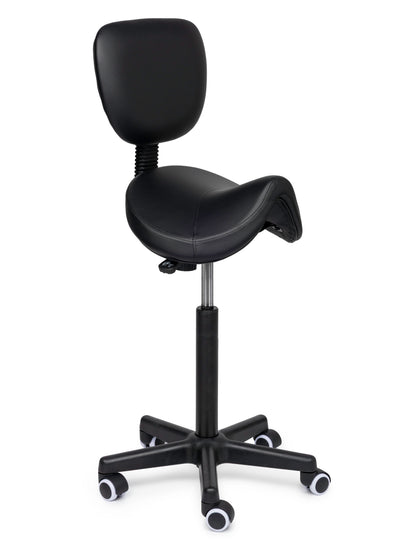 Ergonomische Zadelkruk met Rugleuning Comfort Zwart op Wielen