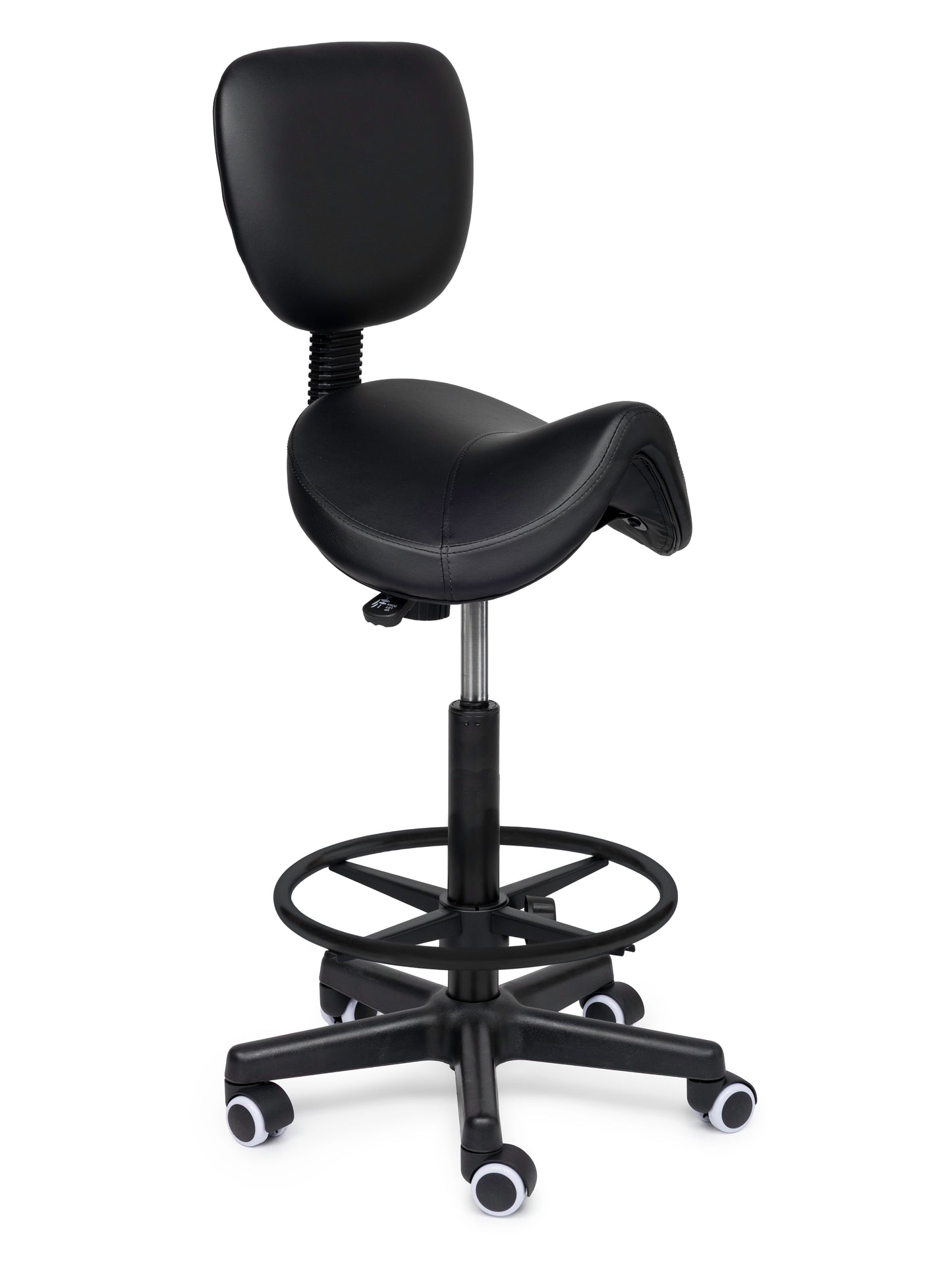 Ergonomische Zadelkruk met Rugleuning Comfort Zwart op Wielen