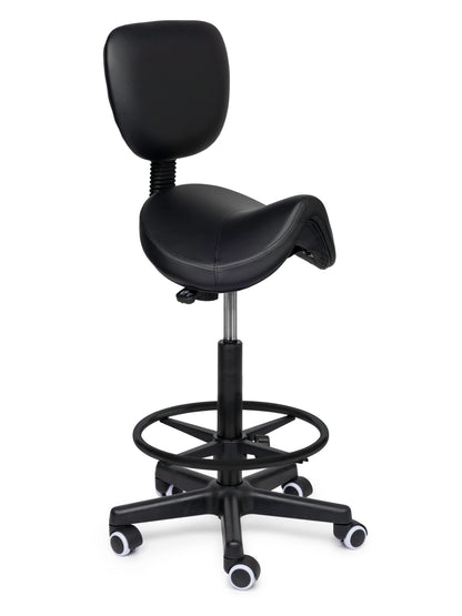 Ergonomische Zadelkruk met Rugleuning Comfort Zwart op Wielen