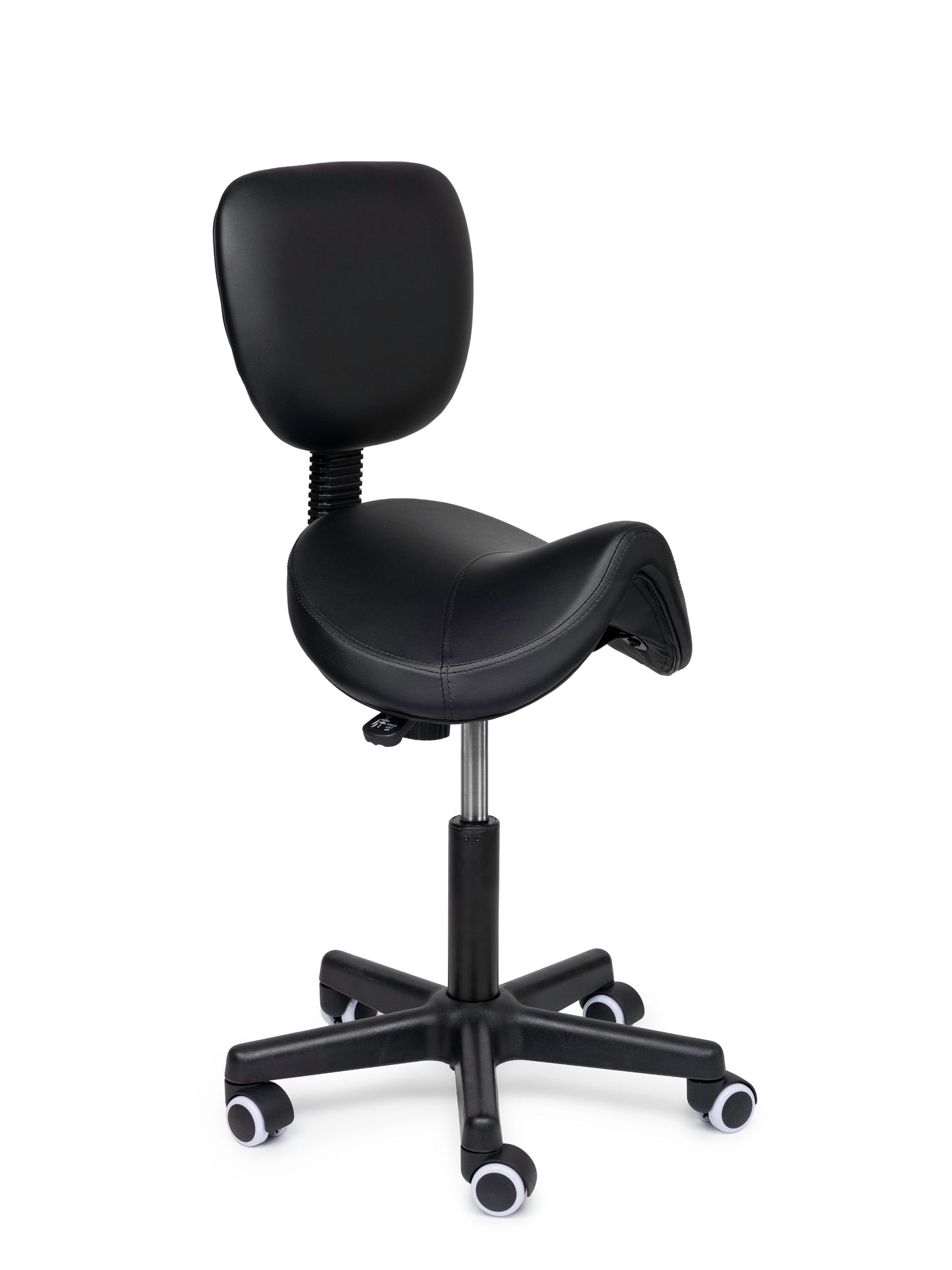 Ergonomische Zadelkruk met Rugleuning Comfort Zwart op Wielen
