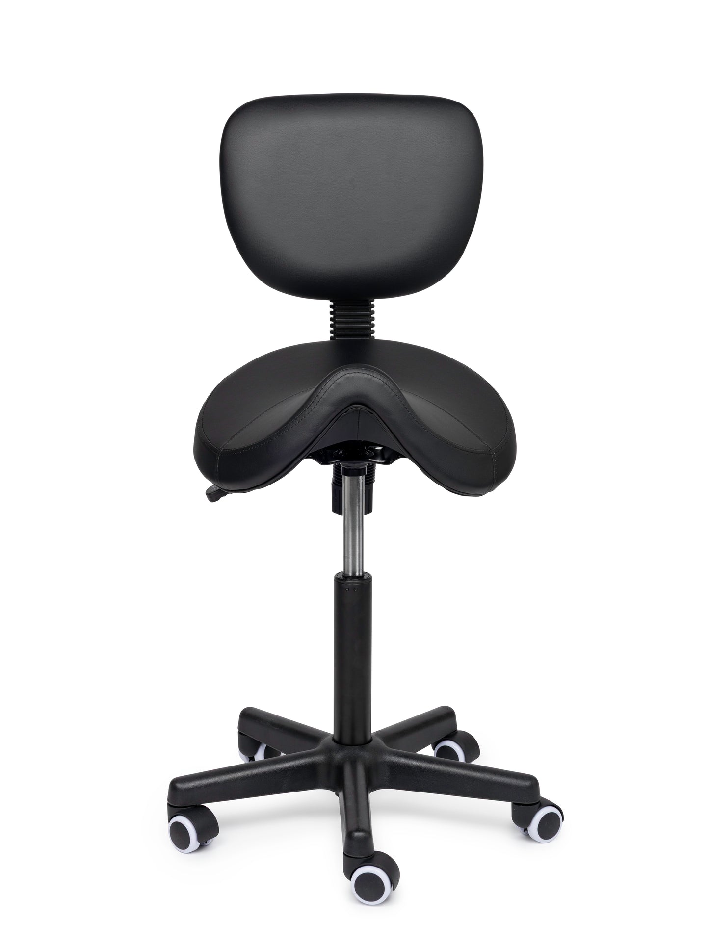 Ergonomische Zadelkruk met Rugleuning Comfort Zwart op Wielen