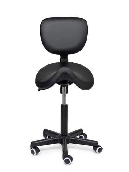 Ergonomische Zadelkruk met Rugleuning Comfort Zwart op Wielen