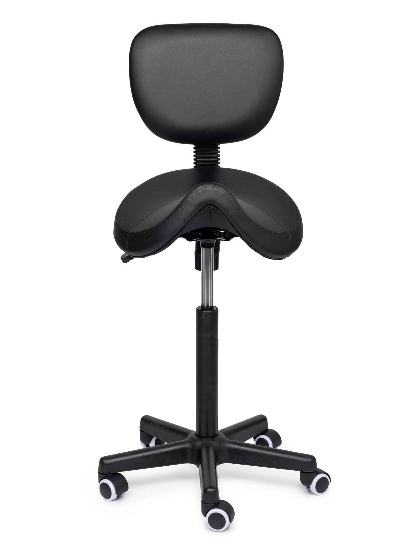 Ergonomische Zadelkruk met Rugleuning Comfort Zwart op Wielen