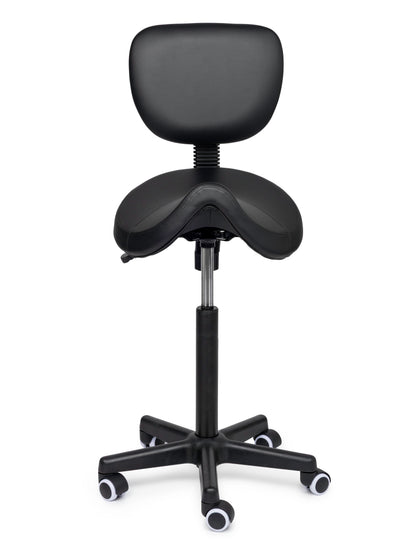 Ergonomische Zadelkruk met Rugleuning Comfort Zwart op Wielen