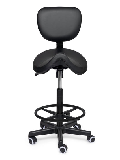 Ergonomische Zadelkruk met Rugleuning Comfort Zwart op Wielen