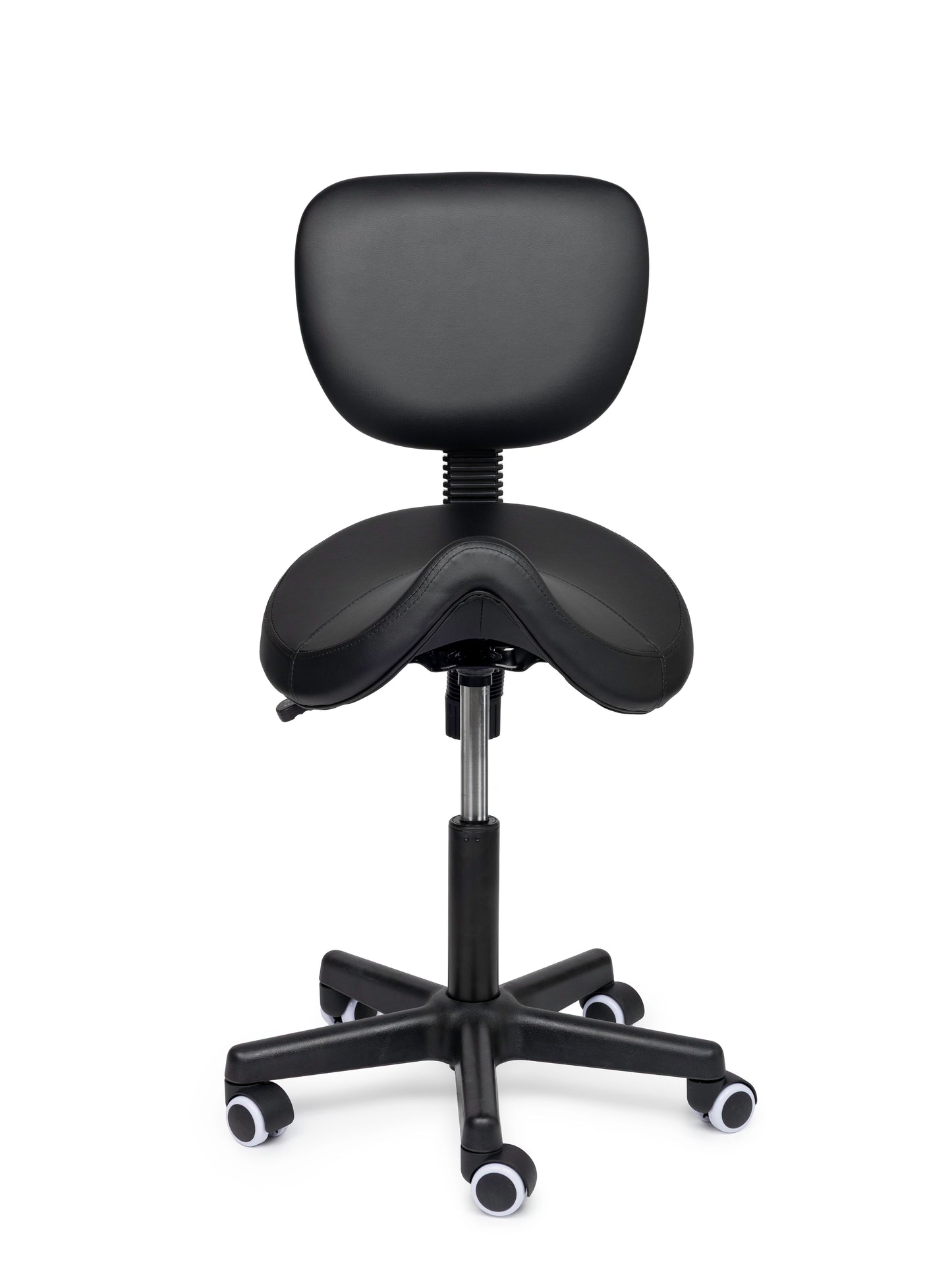 Ergonomische Zadelkruk met Rugleuning Comfort Zwart op Wielen