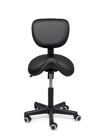 Ergonomische Zadelkruk met Rugleuning Comfort Zwart op Wielen