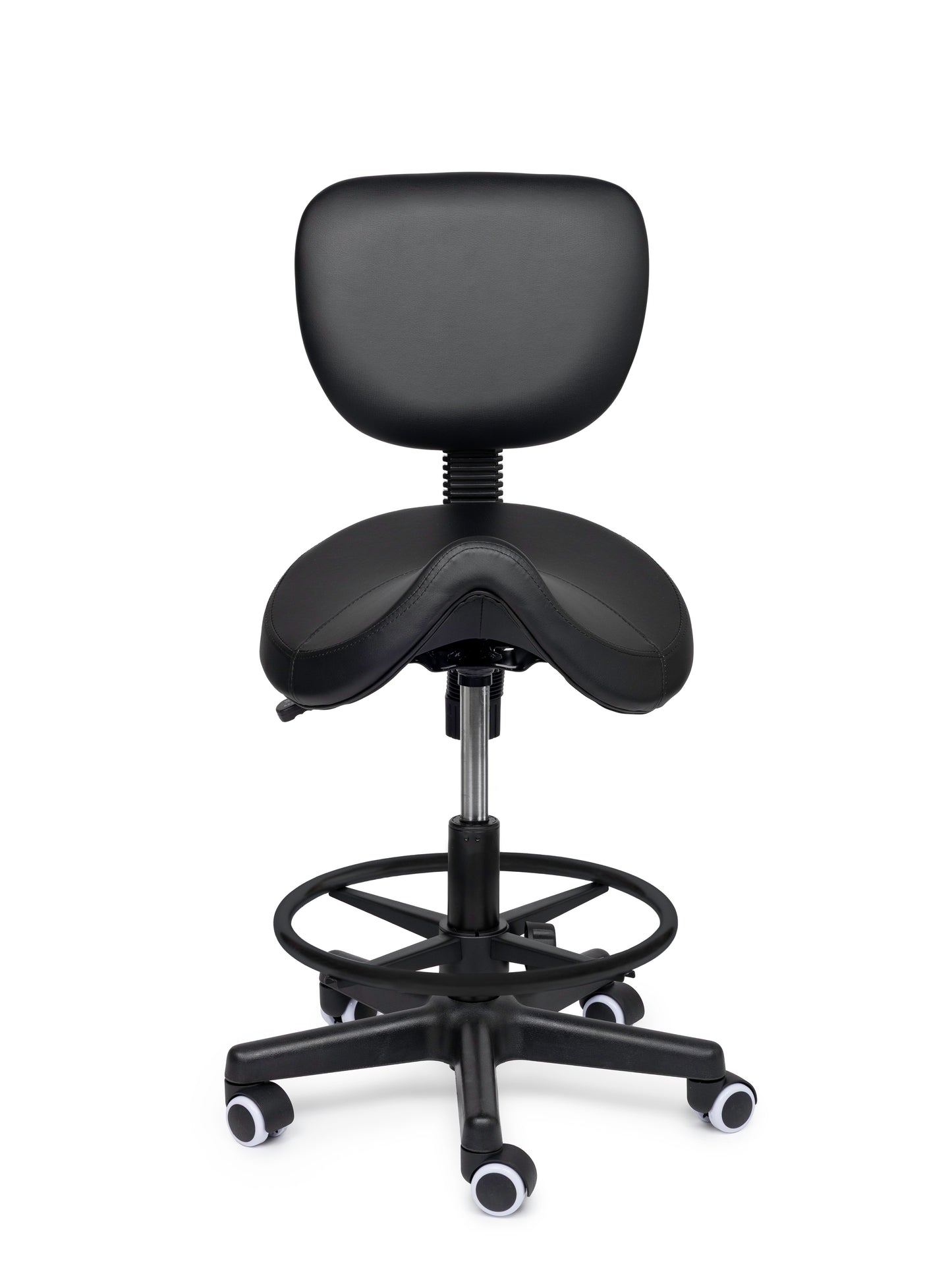 Ergonomische Zadelkruk met Rugleuning Comfort Zwart op Wielen