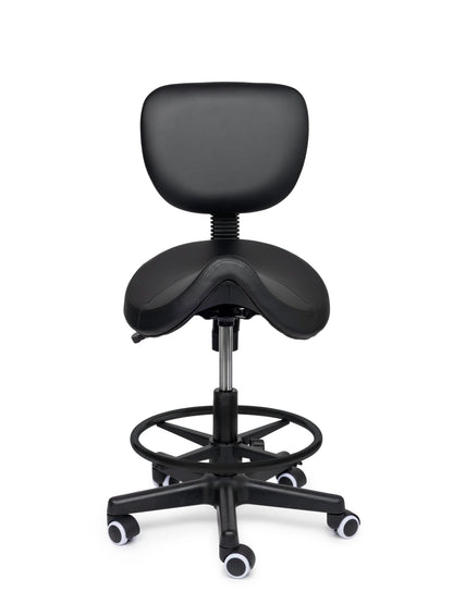 Ergonomische Zadelkruk met Rugleuning Comfort Zwart op Wielen