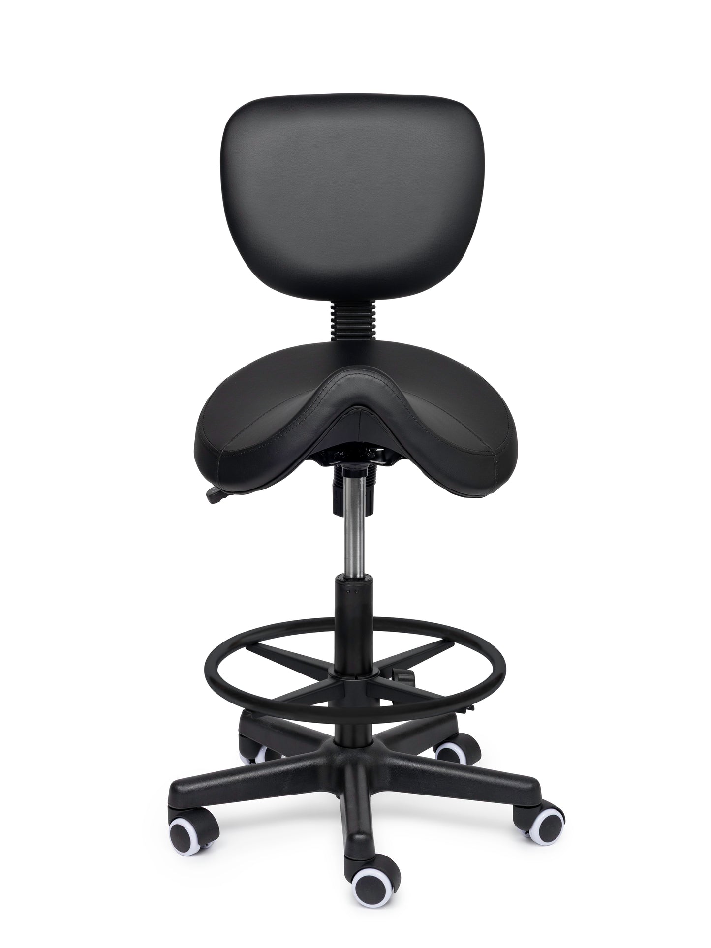 Ergonomische Zadelkruk met Rugleuning Comfort Zwart op Wielen