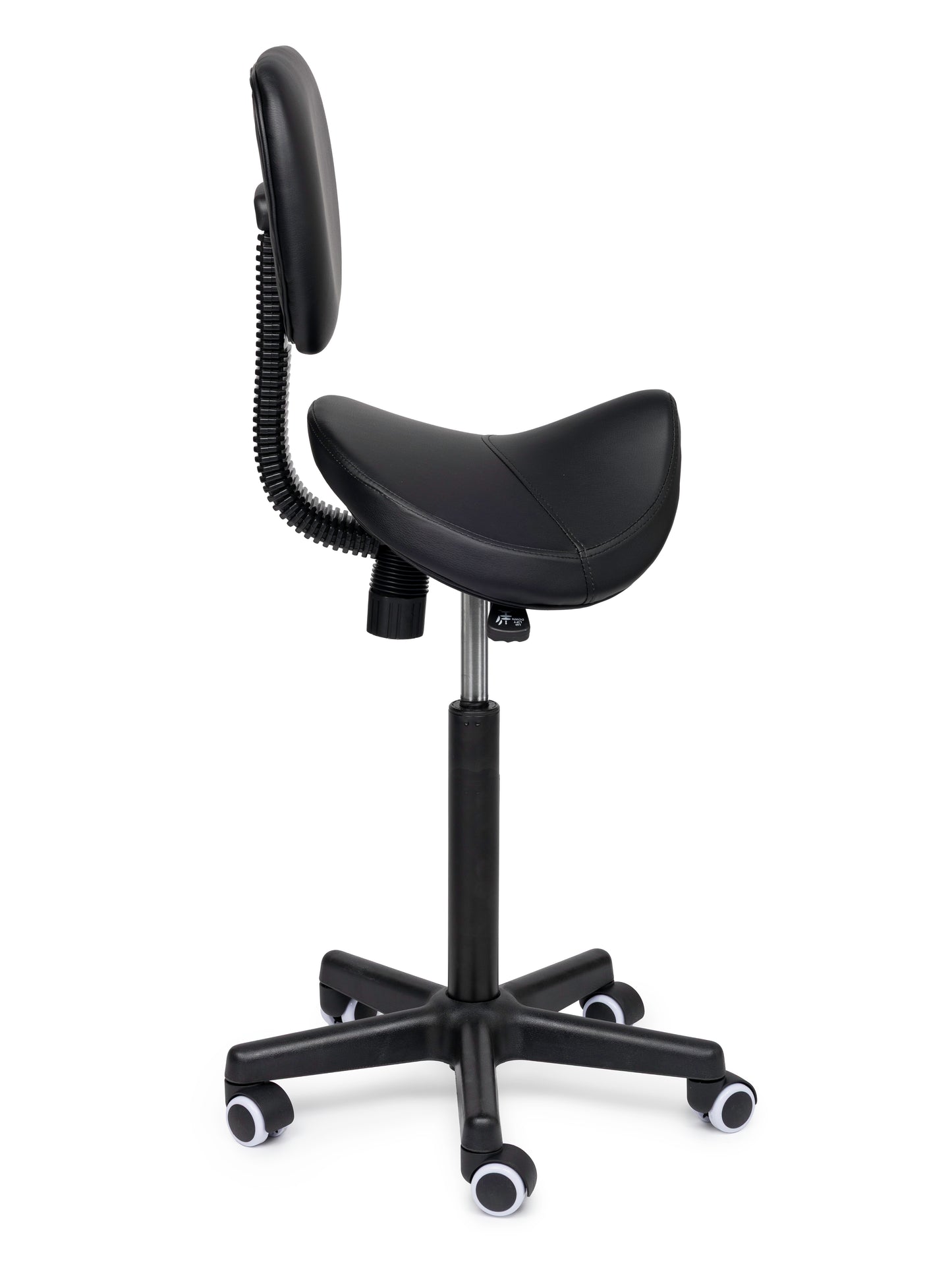 Ergonomische Zadelkruk met Rugleuning Comfort Zwart op Wielen