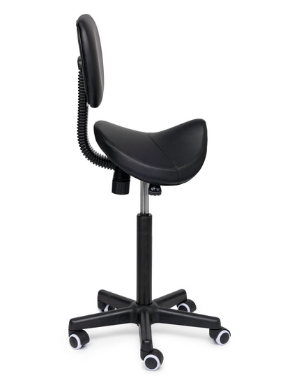 Ergonomische Zadelkruk met Rugleuning Comfort Zwart op Wielen