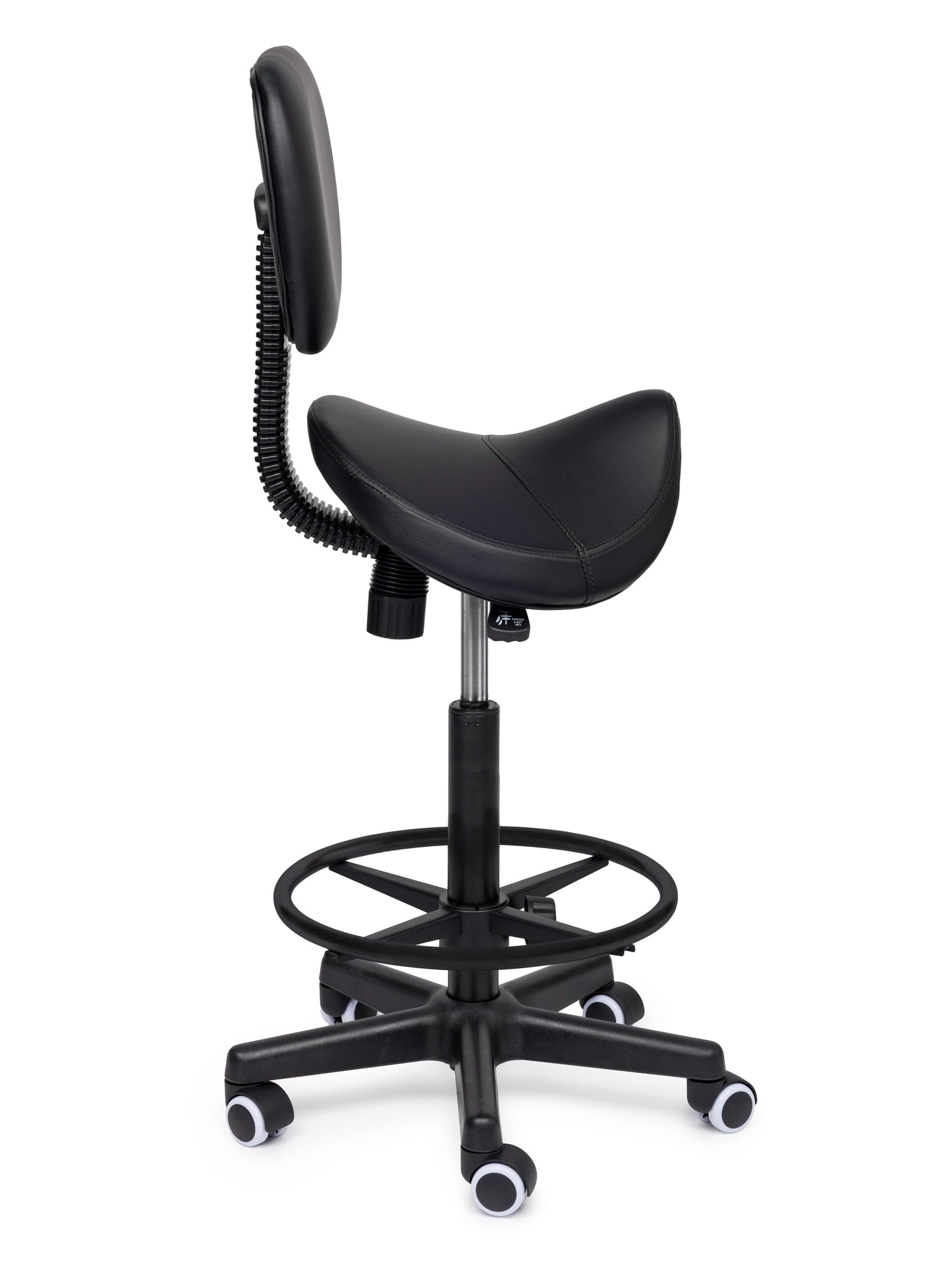 Ergonomische Zadelkruk met Rugleuning Comfort Zwart op Wielen