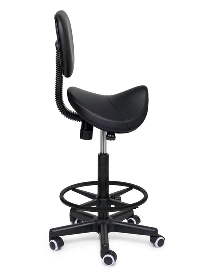 Ergonomische Zadelkruk met Rugleuning Comfort Zwart op Wielen