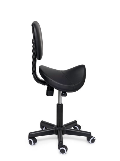 Ergonomische Zadelkruk met Rugleuning Comfort Zwart op Wielen