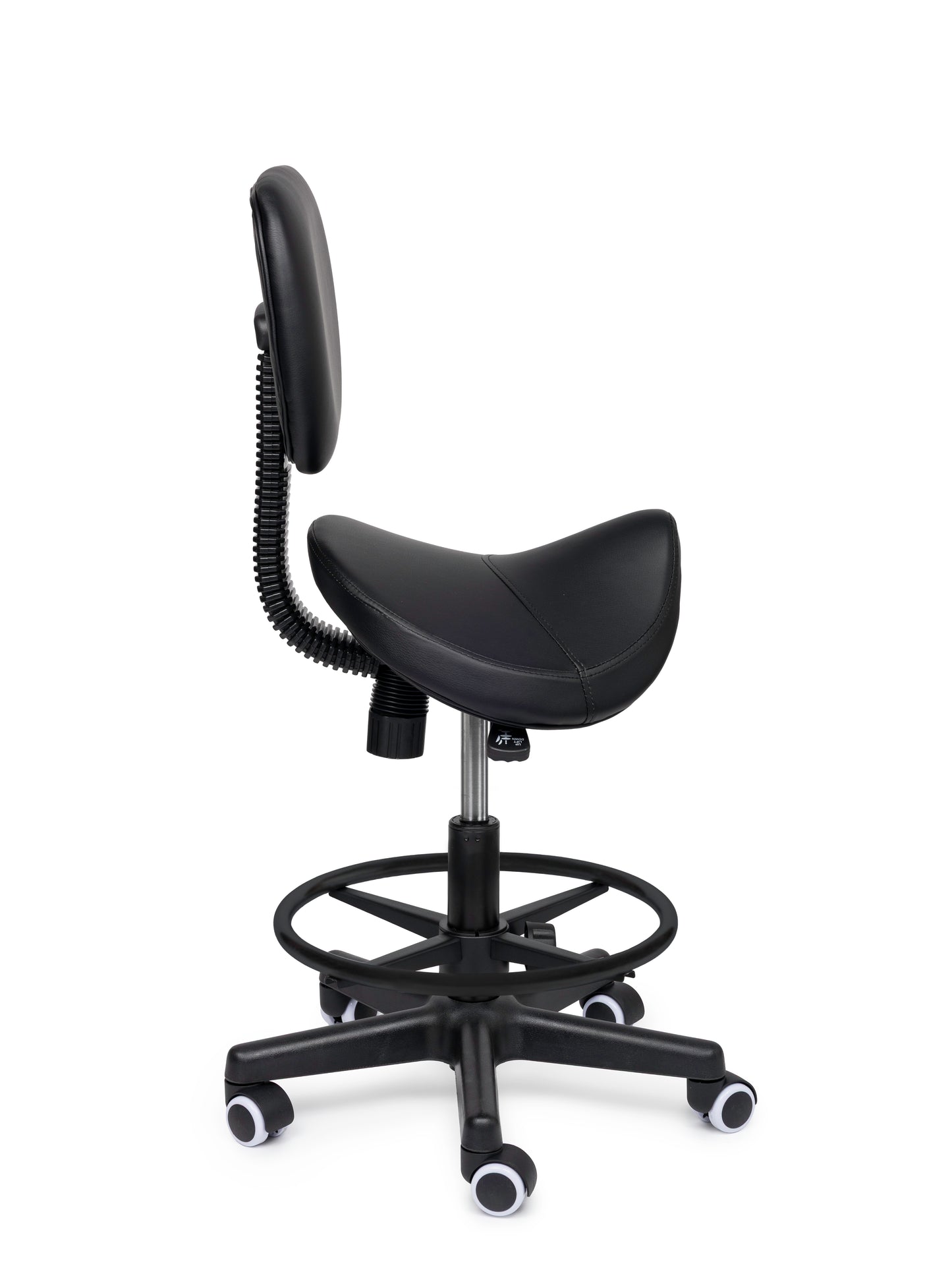 Ergonomische Zadelkruk met Rugleuning Comfort Zwart op Wielen