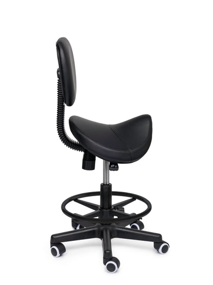 Ergonomische Zadelkruk met Rugleuning Comfort Zwart op Wielen