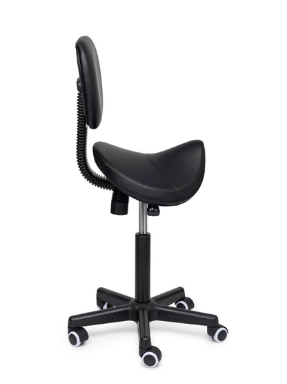 Ergonomische Zadelkruk met Rugleuning Comfort Zwart op Wielen