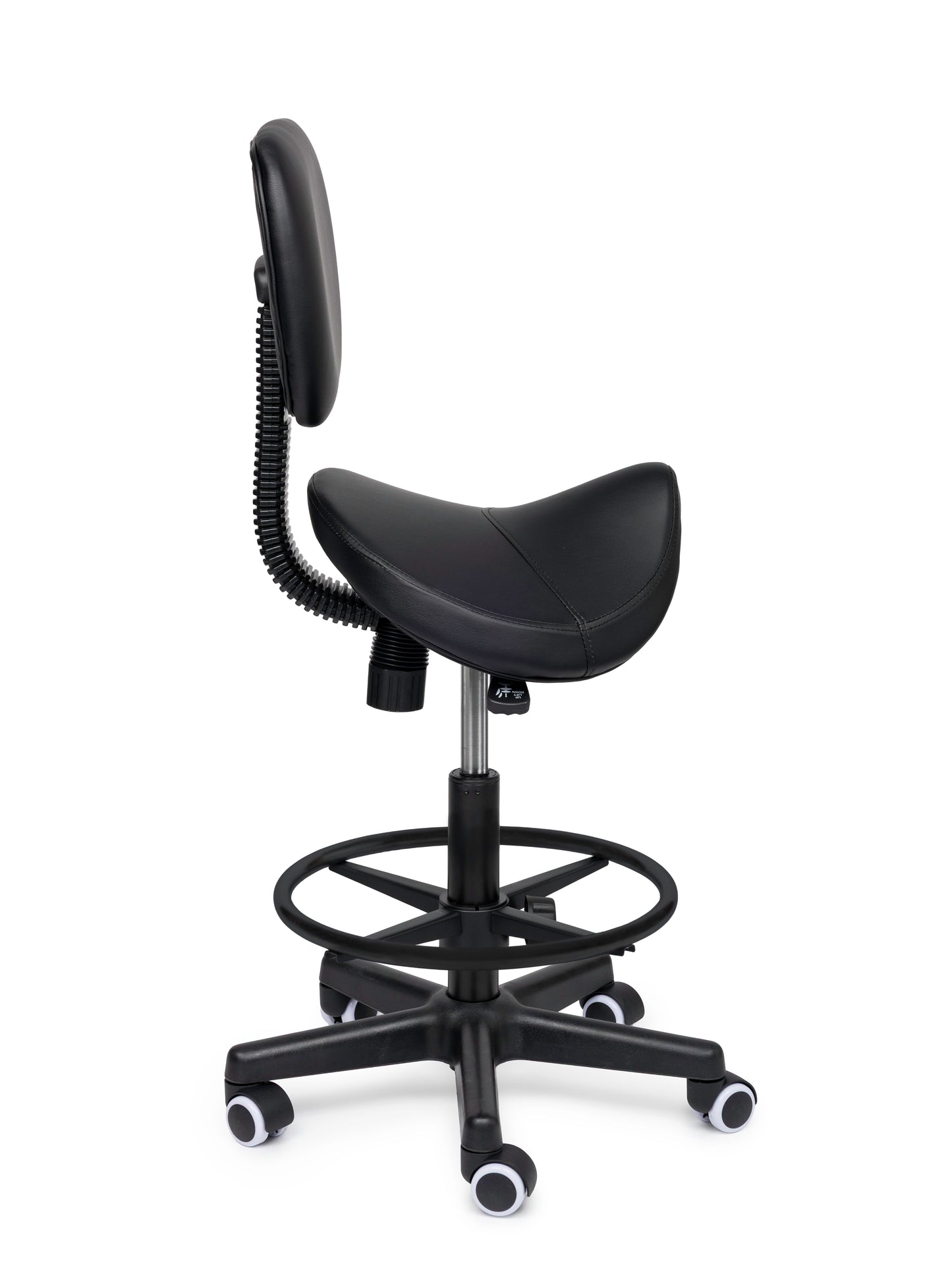 Ergonomische Zadelkruk met Rugleuning Comfort Zwart op Wielen