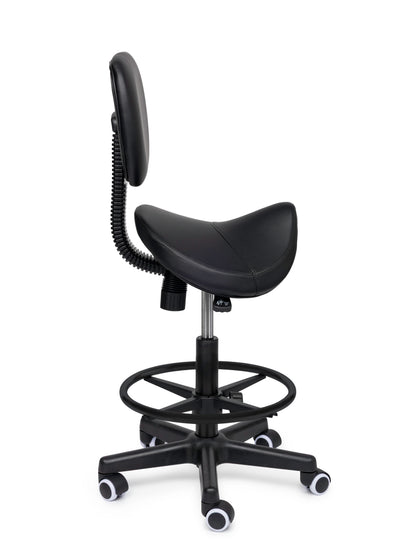 Ergonomische Zadelkruk met Rugleuning Comfort Zwart op Wielen