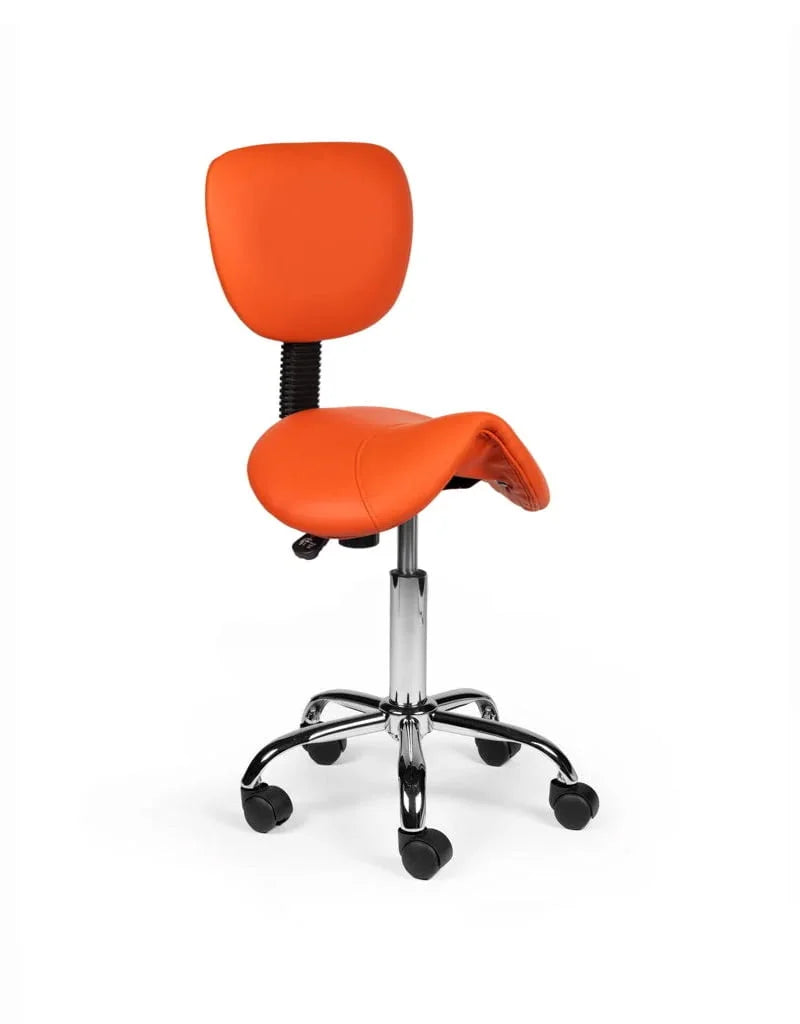 Ergonomische Zadelkruk met Rugleuning Oranje op Wielen