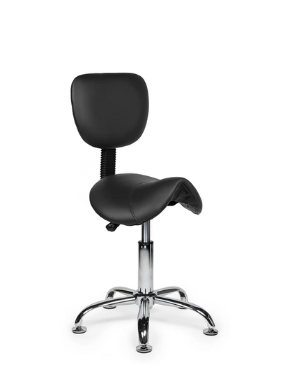 Ergonomische Zadelkruk met Rugleuning Zwart op Wielen