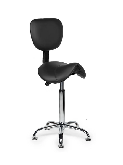 Ergonomische Zadelkruk met Rugleuning Zwart op Wielen