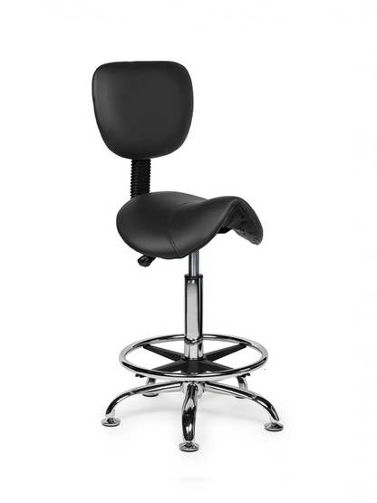 Ergonomische Zadelkruk met Rugleuning Zwart op Wielen