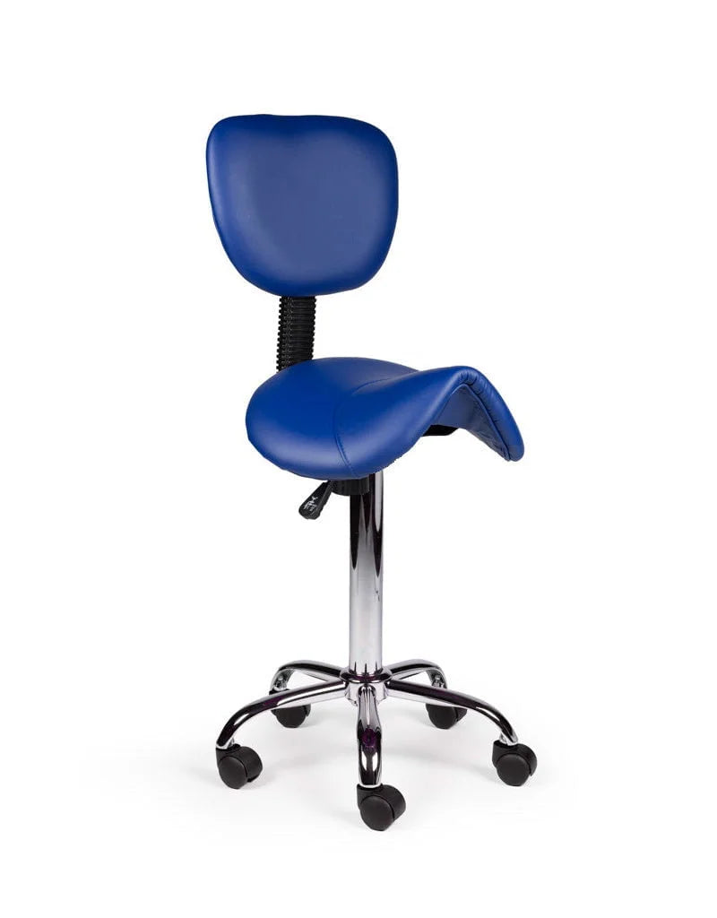 Ergonomische Zadelkruk met Rugleuning Blauw op Wielen