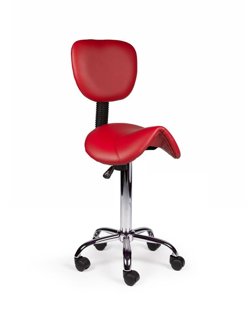 Ergonomische Zadelkruk met Rugleuning Rood op Wielen