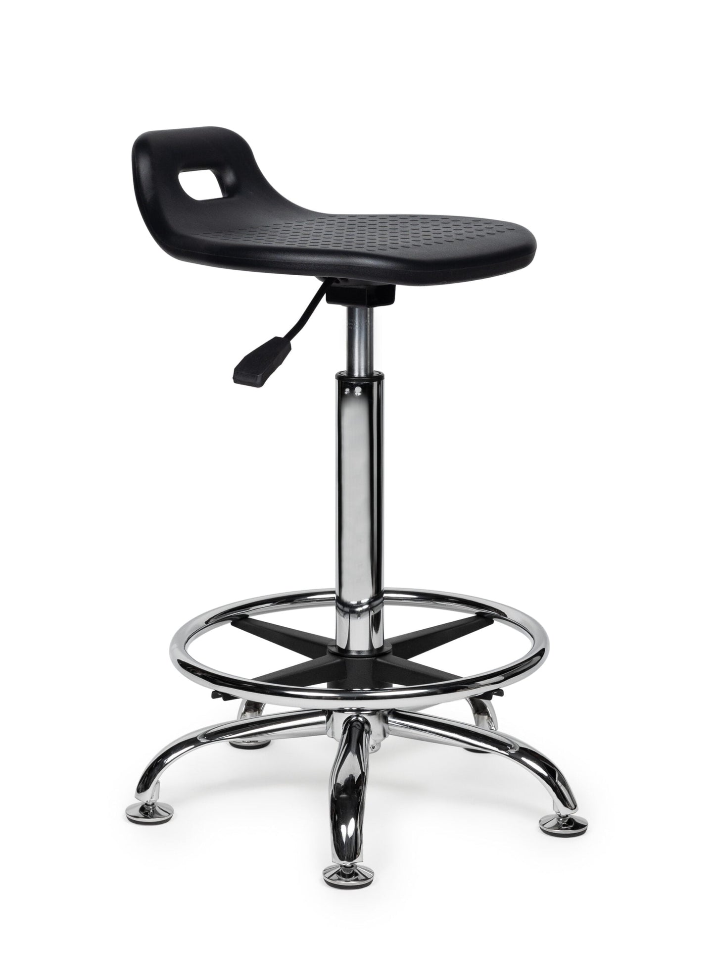 Ergonomische Stahulp Kruk Zwart op Glijdoppen