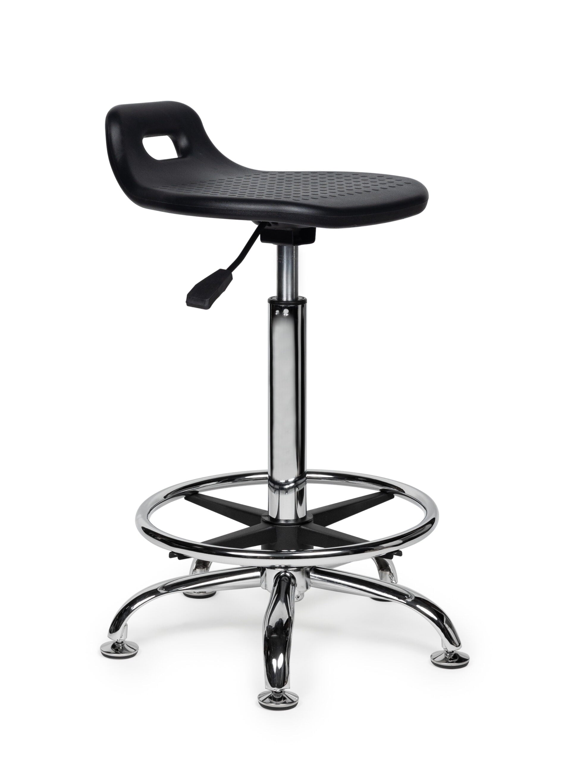 Ergonomische Stahulp Kruk Zwart op Glijdoppen