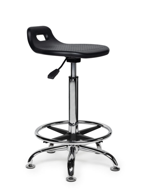 Ergonomische Stahulp Kruk Zwart op Glijdoppen