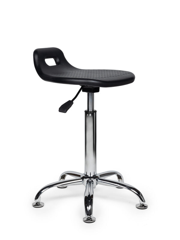 Ergonomische Stahulp Kruk Zwart op Glijdoppen