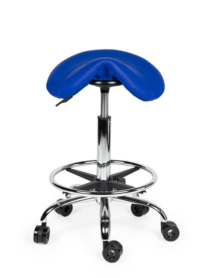 Ergonomische Kapperskruk Blauw op Wielen