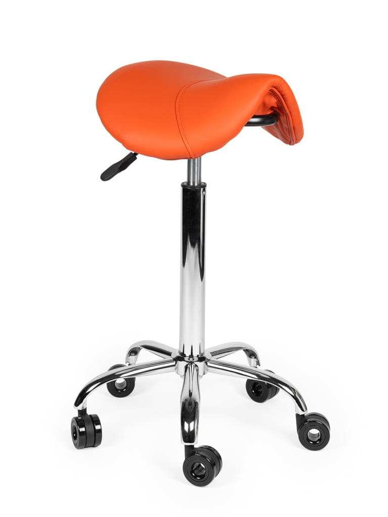 Ergonomische Kapperskruk Oranje op Wielen