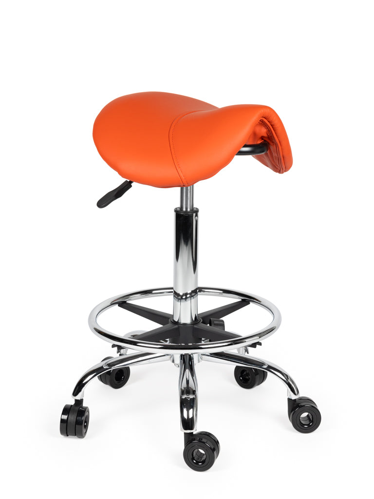 Ergonomische Kapperskruk Oranje op Wielen