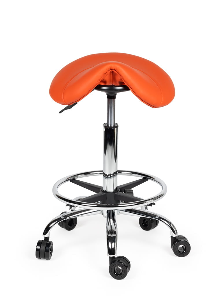 Ergonomische Kapperskruk Oranje op Wielen