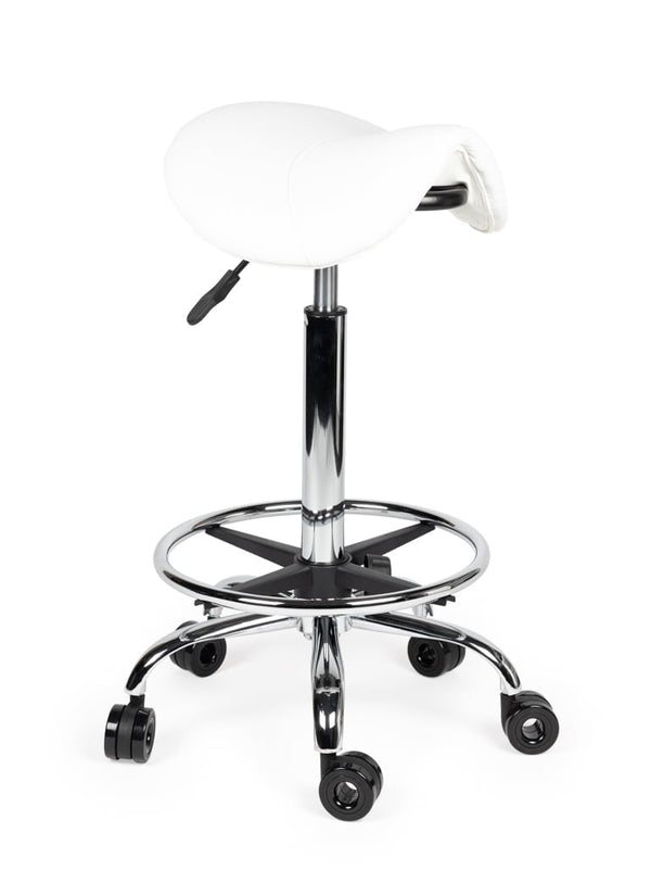 Ergonomische Kapperskruk Wit op Wielen