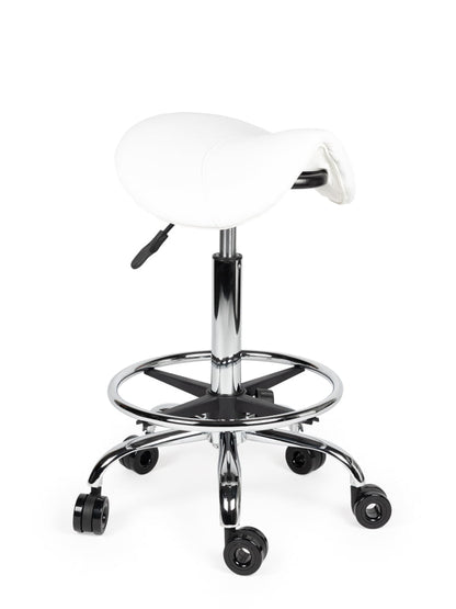 Ergonomische Kapperskruk Wit op Wielen